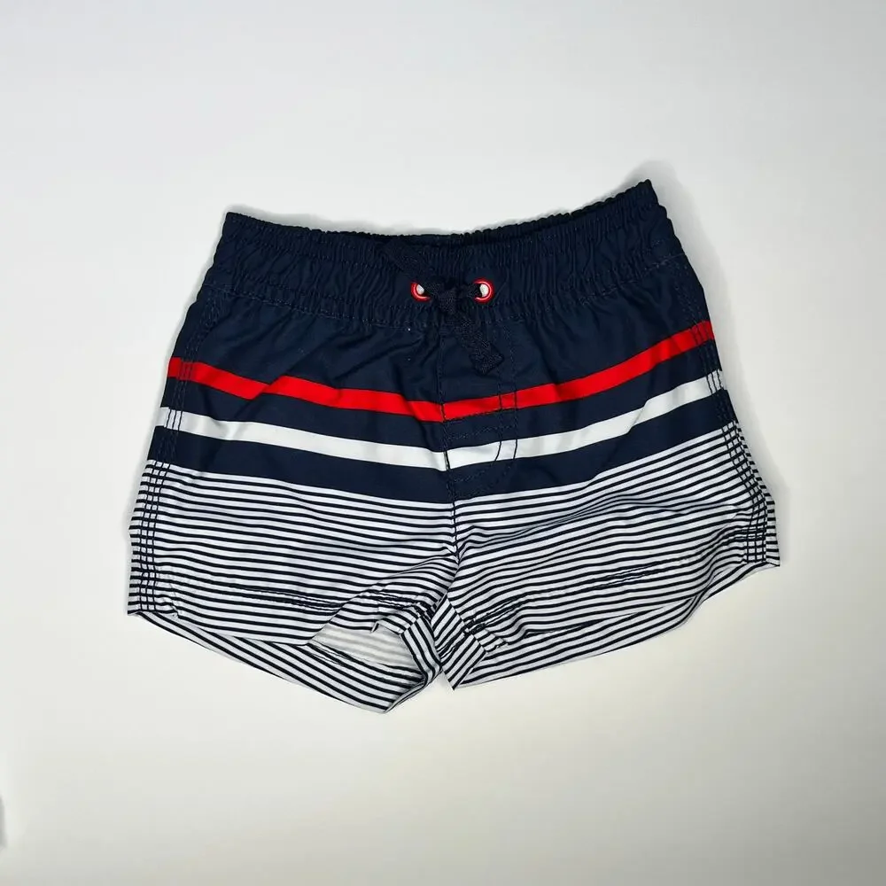 Carter's Swimsuit Firecracker Rashguard Striped Trunks New 3M